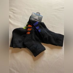 Adidas Men's Cushioned 3-Pair Quarter Socks Sz 6-12 Gray(Green, Orange, Blue)